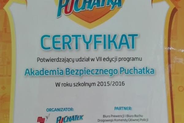 Akademia bezpiecznego Puchatka 2015/2016