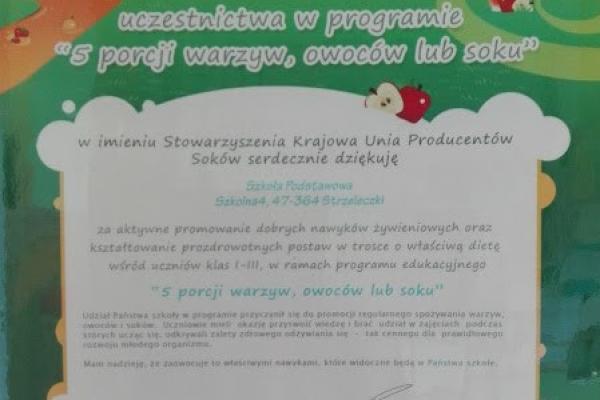 Pięć porcji warzyw, owoców lub soków